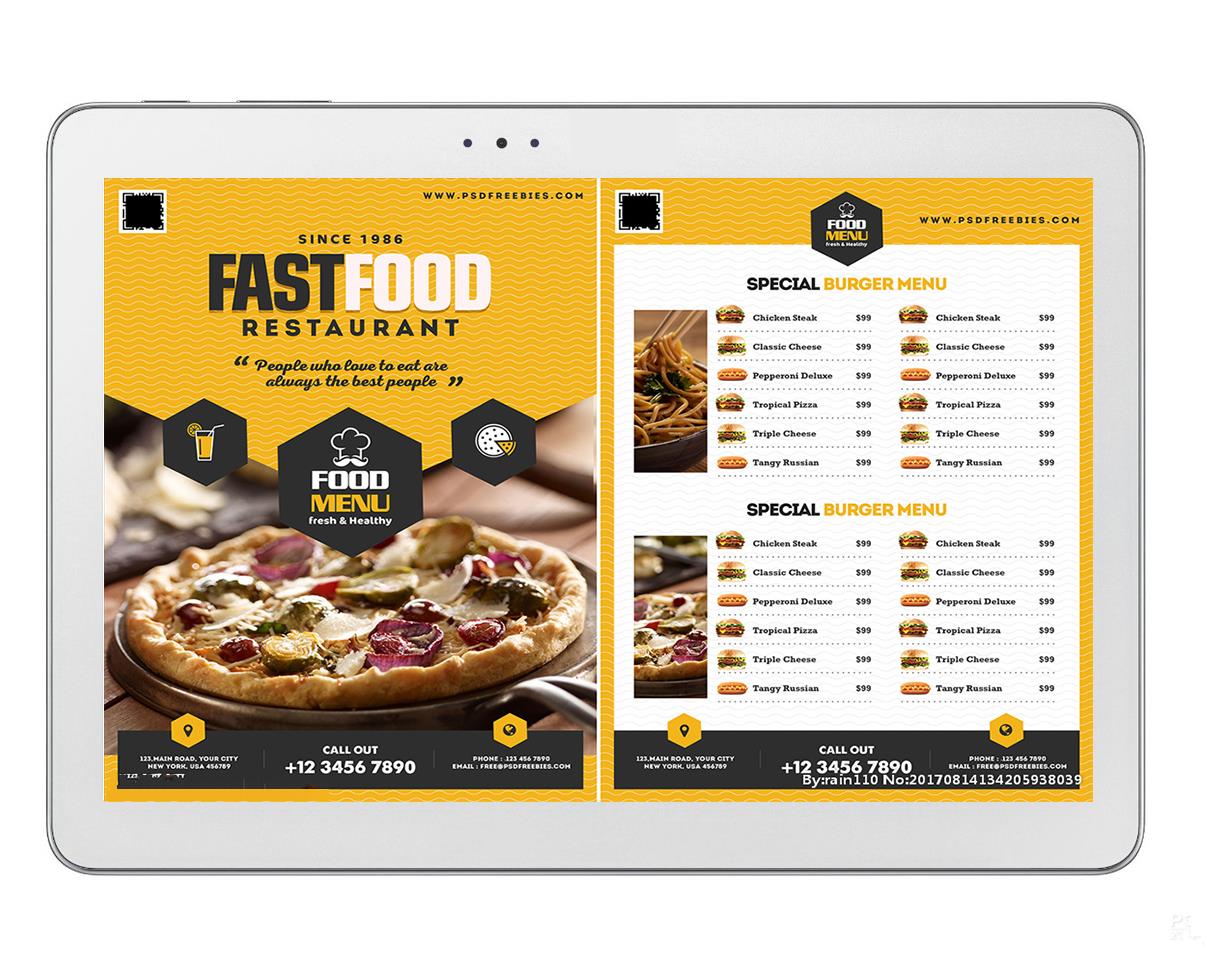 Menu Digital Android Tablet PC Digital Menu Android Tablet PC